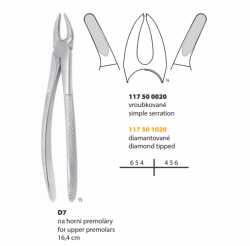 Kleště extrakční D7 16,4 cm - na horní premoláry