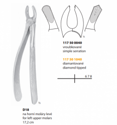 Kleště extrakční D18 17,2 cm - na horní moláry levé