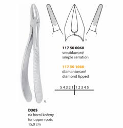 Kleště extrakční D305 vroubkované - na horní kořeny