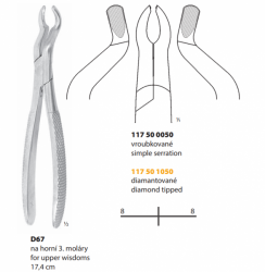 Kleště extrakční D67 17,4 cm - na horní 3. moláry