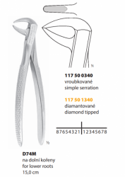 Kleště extrakční D74M vroubkované 15,0 cm - na dolní kořeny