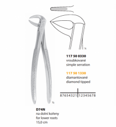 Kleště extrakční D74N 15,0 cm - na dolní kořeny úzké