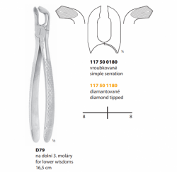 Kleště extrakční D79 vroubkované 15,0 cm - na dolní 3. moláry