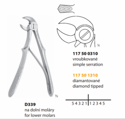 Kleště extrakční D339 dětské 10,7 cm - na dolní moláry 
