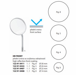 Zrcátko zubní ploché HR Front; vel. 0; 14 mm