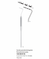 Sonda parodontolog. 1; 2; 3; 5; 7; 9; 11; 13 mm; 15,2 cm