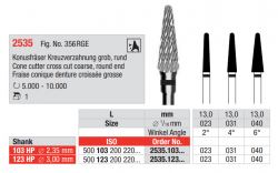 Tvar 2535 Kónická fréza - ISO 500 xxx 200 220 xxx