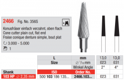 Tvar 2466 Kónická fréza - ISO 500 103 186 135 xxx