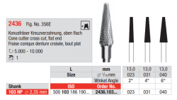 Tvar 2436 Kónická fréza - ISO 500 103 186 190 xxx